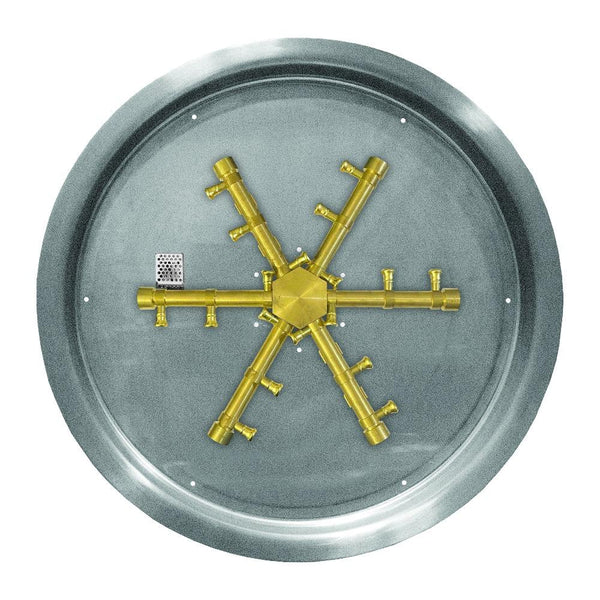 Firegear Pro Series Burning Spur - Brass Gas Burner on a round pan