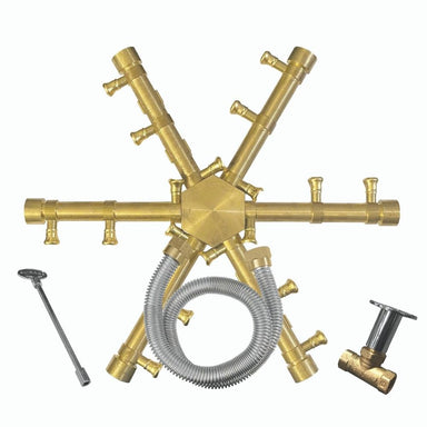 Firegear Pro Series Burning Spur - Brass Gas Burner With Flex Line Kit