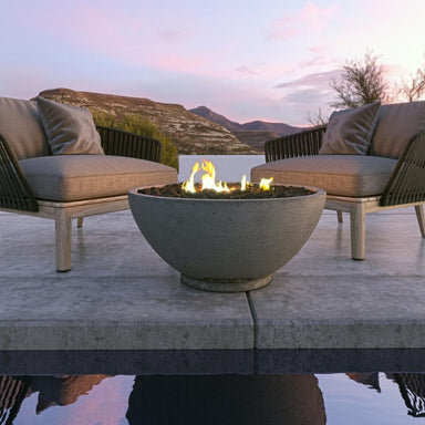 Firegear Sanctuary 30" Round Concrete Gas Fire Bowl in Poolside Patio