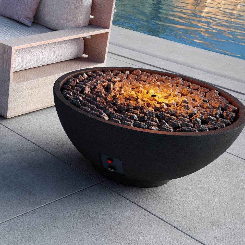 Firegear Sanctuary 39" Round Concrete Gas Fire Bowl in Raven