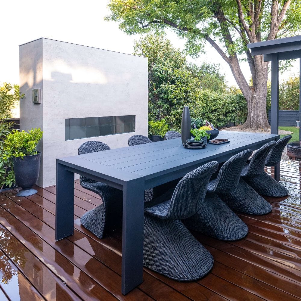 alfresco dinners with the firegear kalea bay vent free outdoor gas fireplace