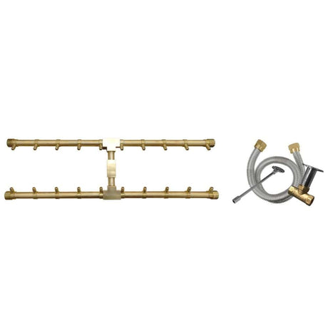 Firegear Pro Series H Burners - Brass Gas Burner with Flex line