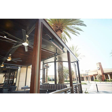 Infratech SL Series 42" Electric Patio Heater in restaurant outdoor seating area