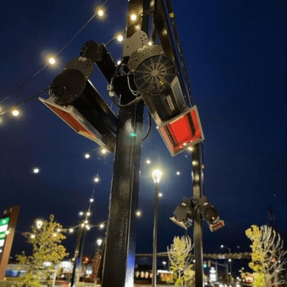 IR Energy Habanero M20 33" Wall/Ceiling Mounted Natural Gas Patio Heater at night