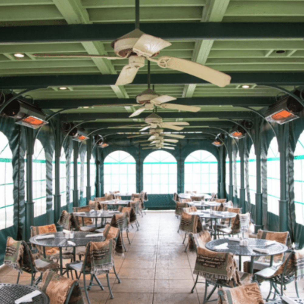 IR Energy Black Habanero Gas Patio Heater Wall Mounted In Dining Area