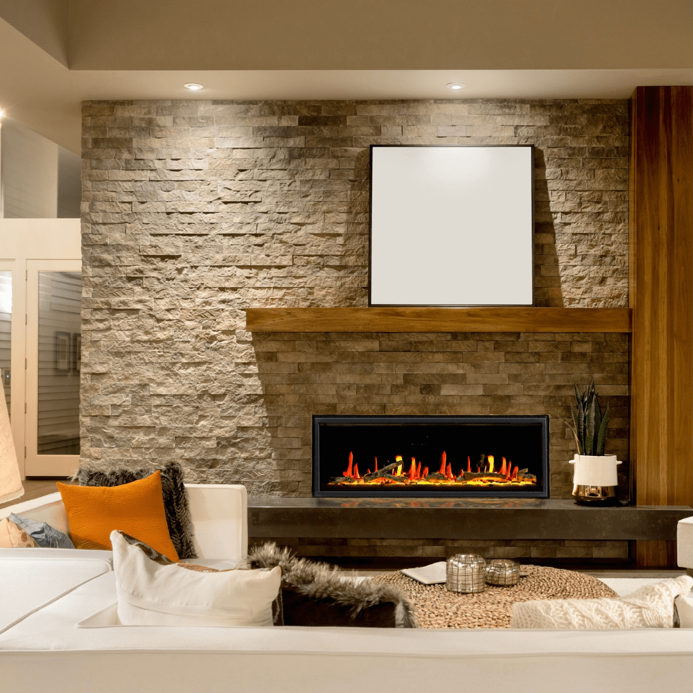 litedeer homes latitude ZEF45 45-inch built-in electric fireplace with wood mantel