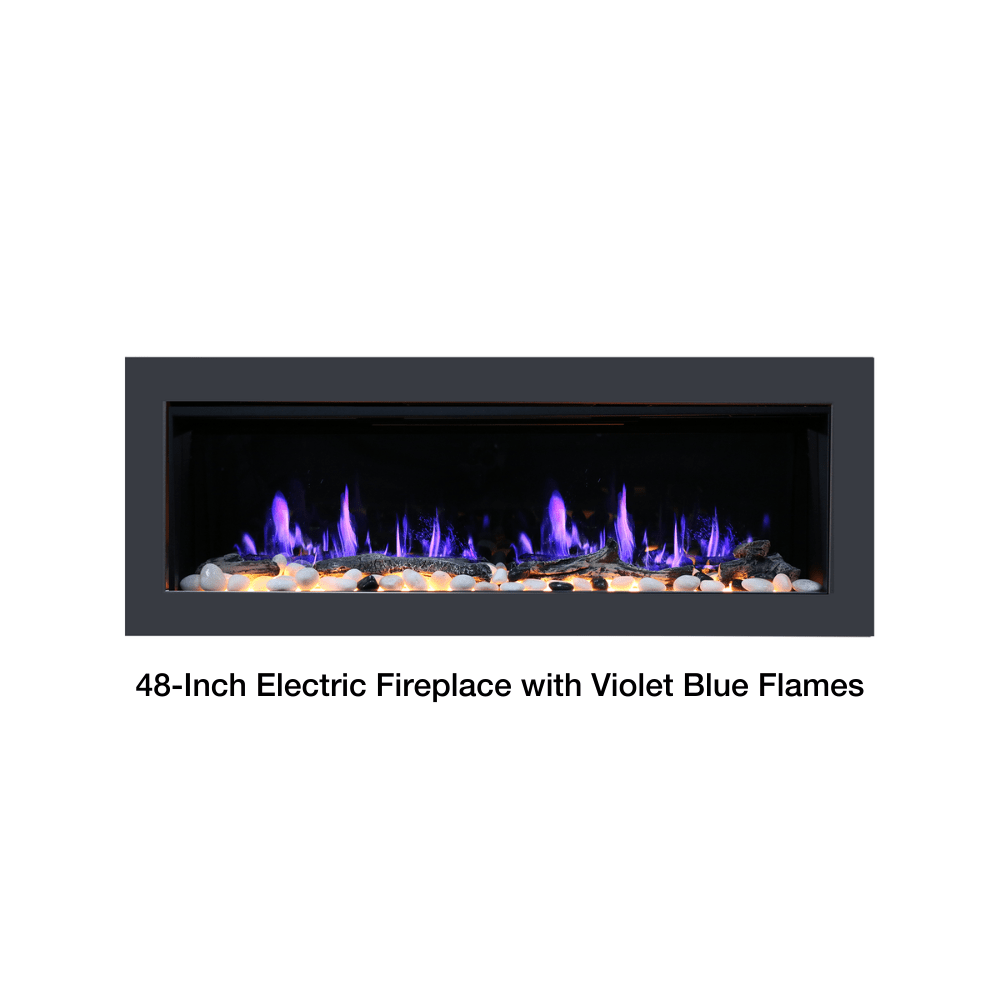 litedeer homes ZEF48 latitude II 48-Inch electric fireplace with violet blue flames