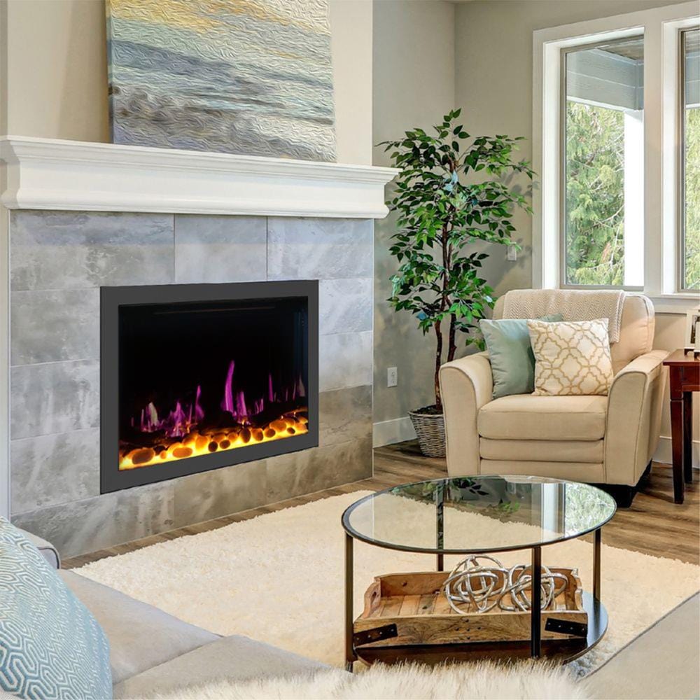 Litedeer Homes LiteStar Smart Built-In Electric Fireplace Insert with magenta flames
