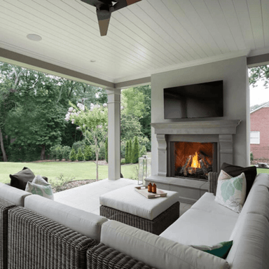 Majestic Courtyard Vent-Free Outdoor Natural Gas Fireplace in Outdoor Patio