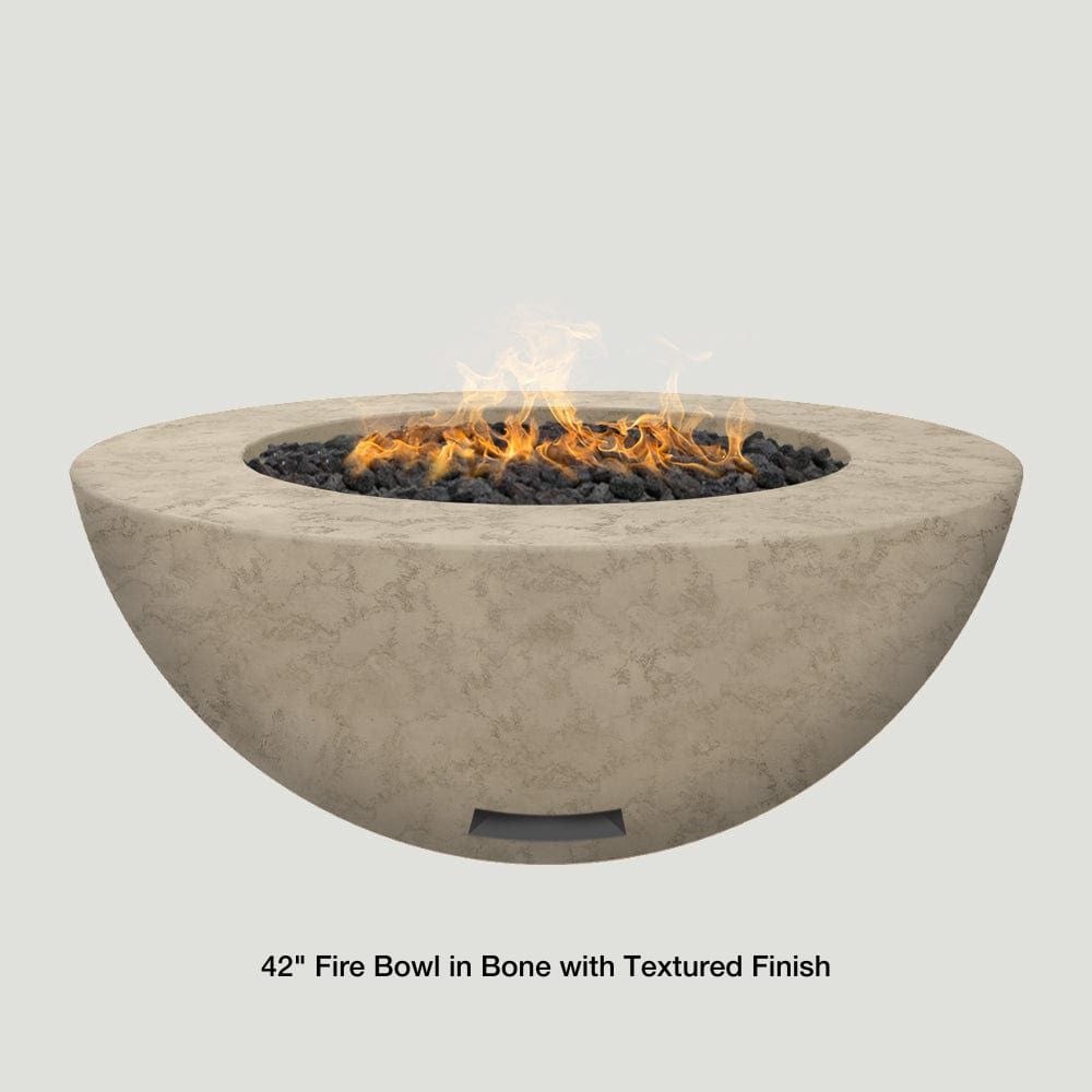 Modern Blaze 42-Inch Round Concrete Gas Fire Bowl in Bone with Textured Finish
