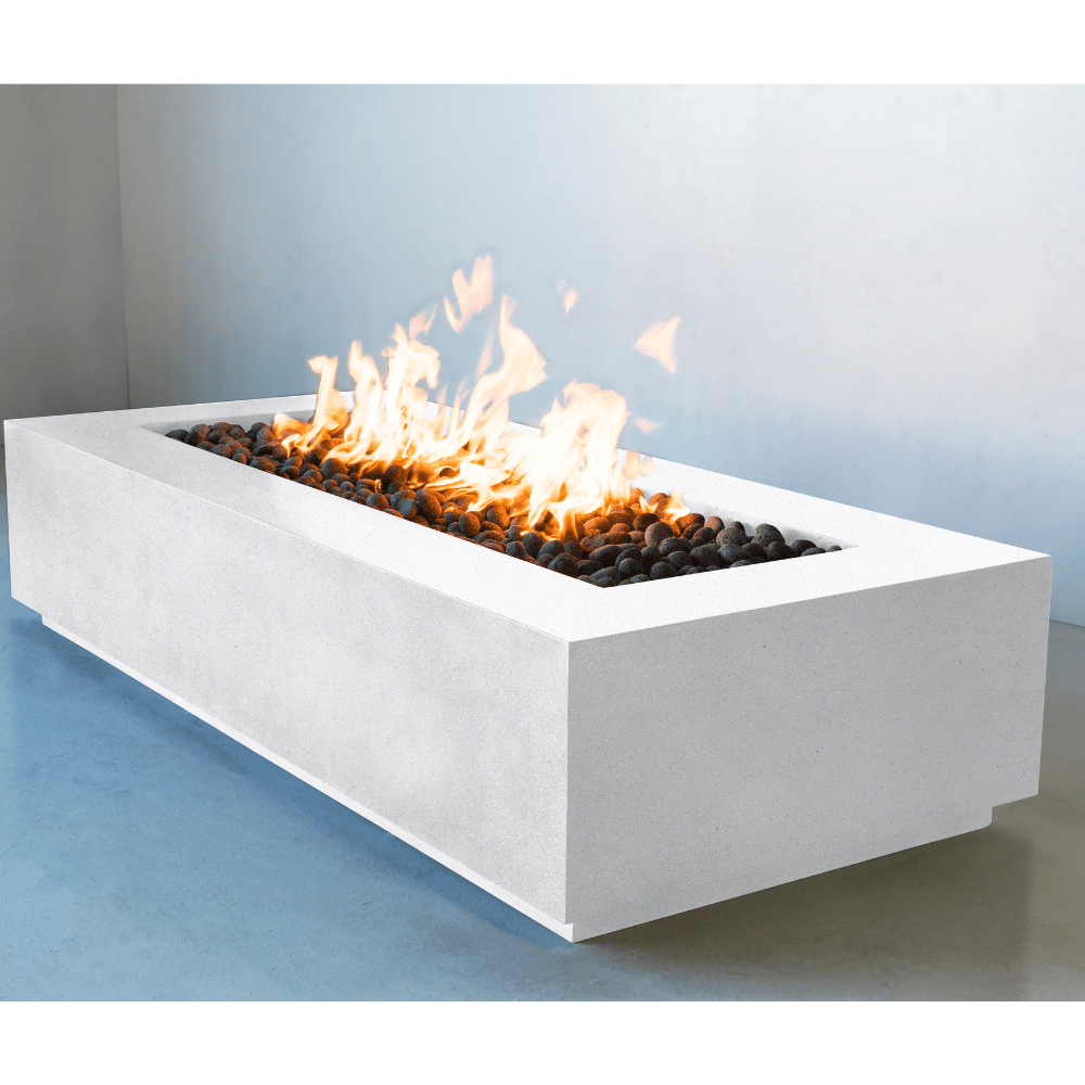 Modern Blaze Lumera Shasta Snow Linear Fire Pit Side View