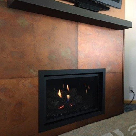 Modern Matte Black Floating Mantel Shelf Above Fireplace