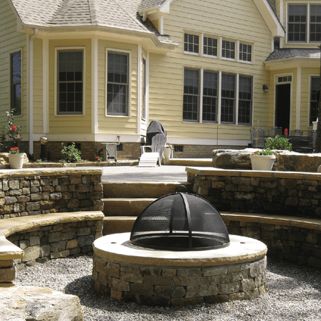 Modern Blaze Round Pivot Steel Screen on Fire Pit