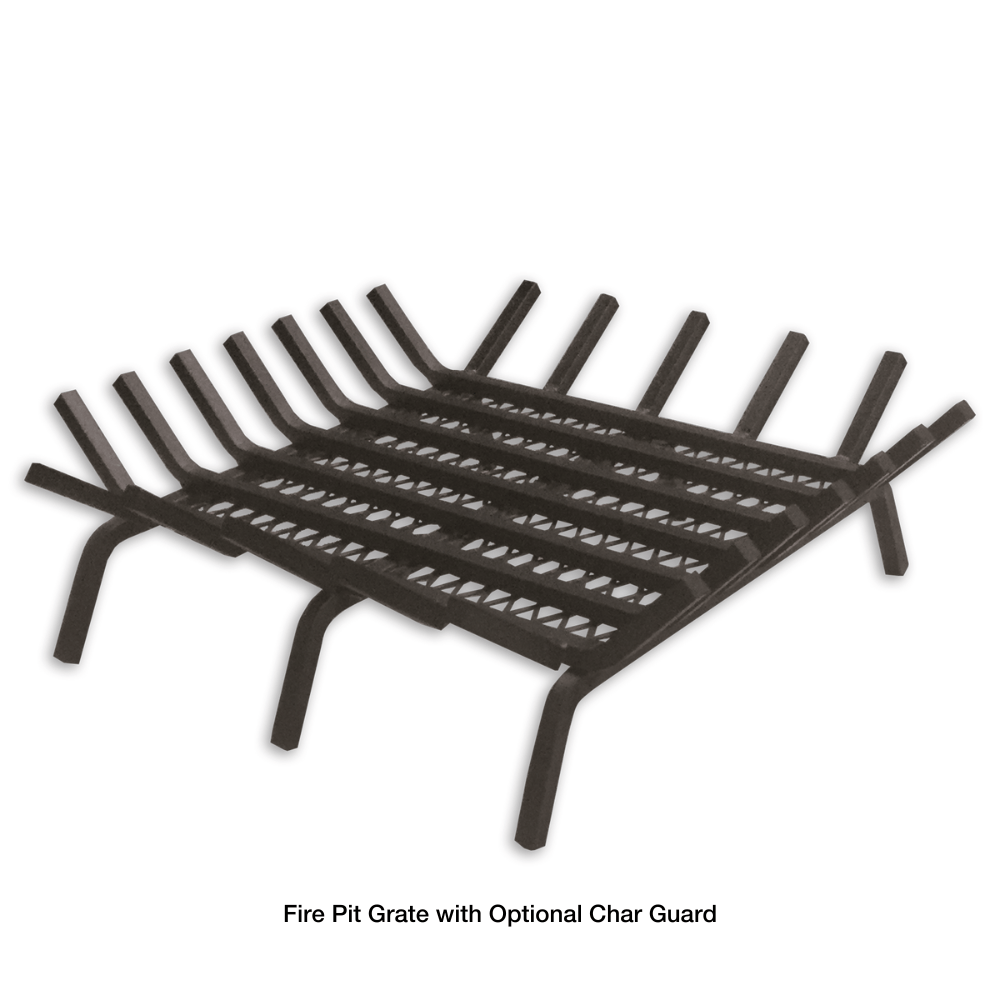 Modern Blaze Square Steel Fire Pit Grate with char guard