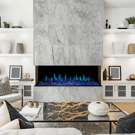 Modern Flames Orion Multi Built-In/Wall Mounted Electric Fireplace with blue flames