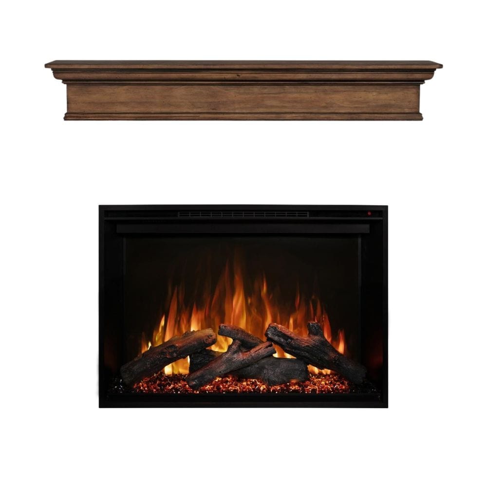 Modern Flames Redstone Electric Fireplace with Traditional Elegant Brown Wood Mantel