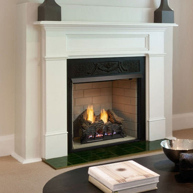 Lo-Rider Clean Face Vent Free Gas Firebox with Concrete Gray Stacked Brick