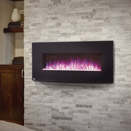 Napoleon Amano Wall Mounted Electric Fireplace Wall Mounted on a brick wall