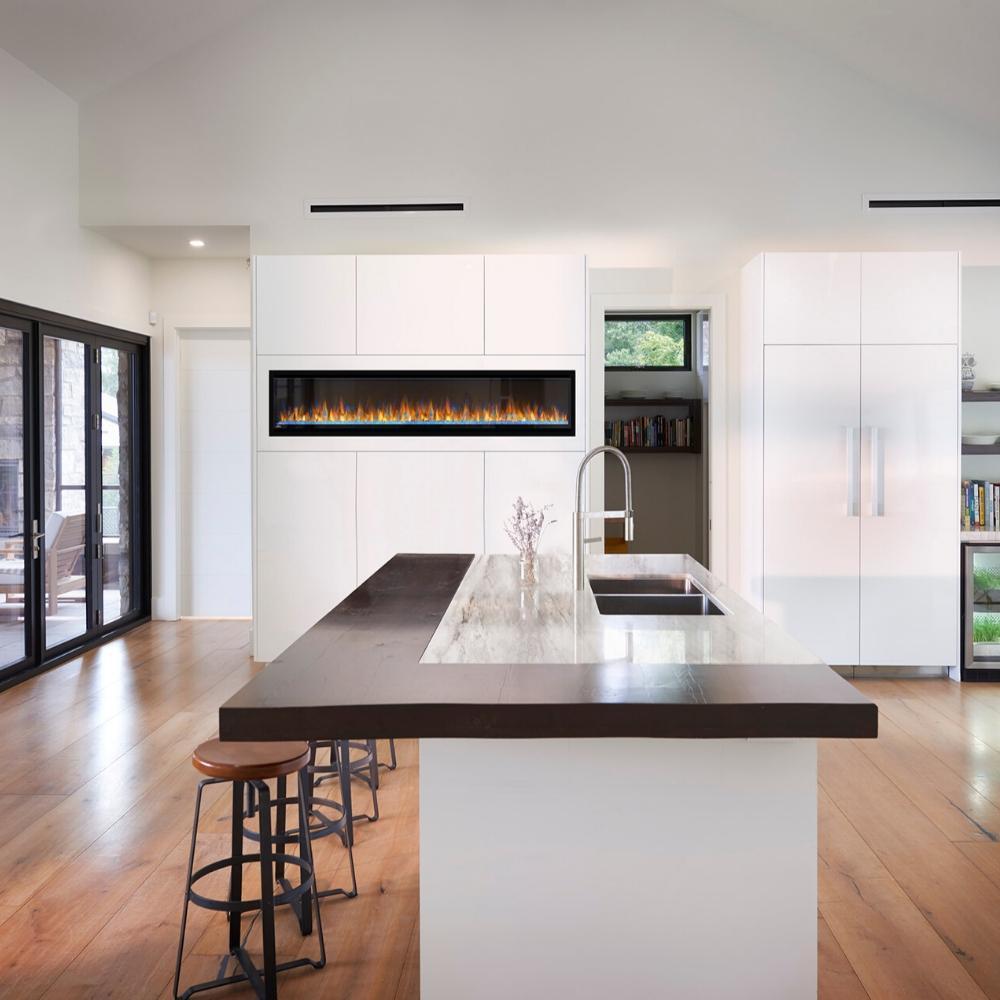 Napoleon Alluravision Slimline 74" Built-in /Wall Mounted Electric Fireplace in Kitchen/Dining Area