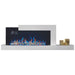 napoleon stylus cara elite electric fireplace with blue and orange flames and birch logs