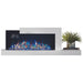 napoleon stylus cara elite electric fireplace with blue flames, crystals, and birch logs