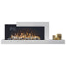 napoleon stylus cara elite electric fireplace with blue yellow flames, crystals, and logs