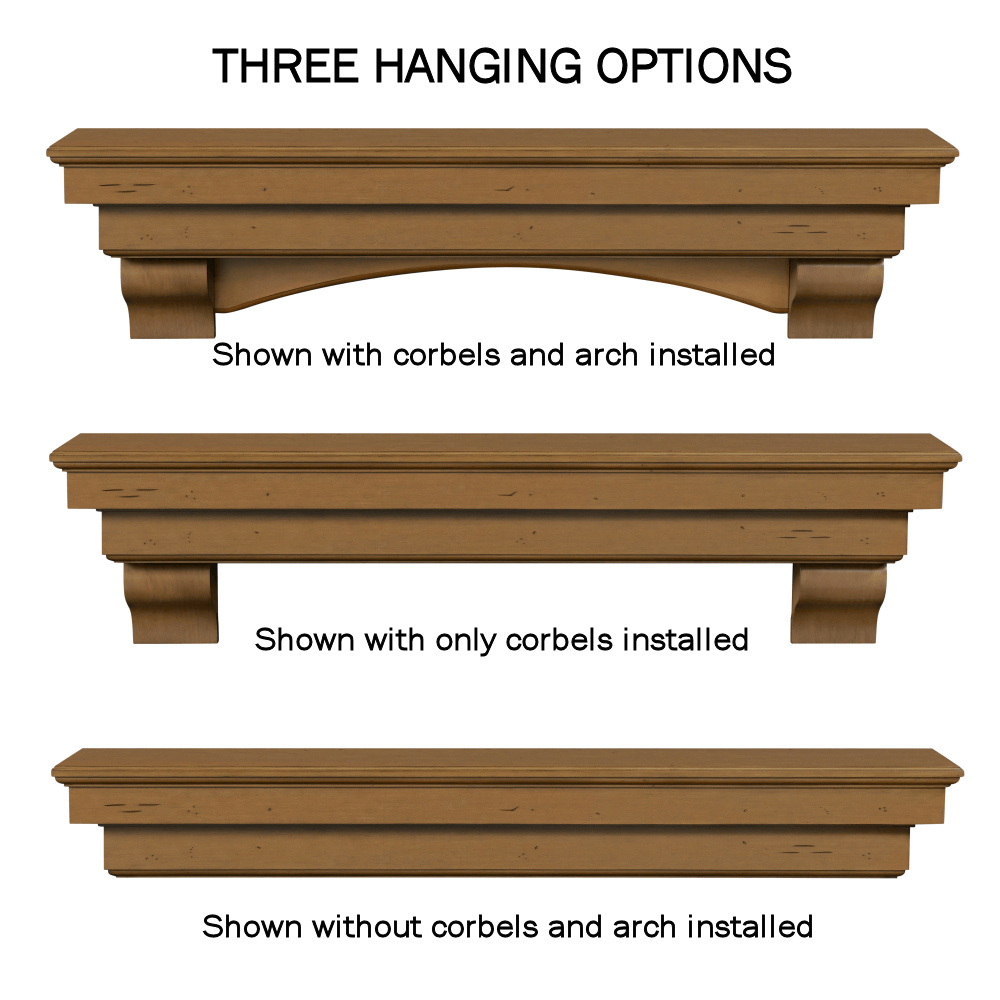 Three Hanging Options for Pearl Mantels Celeste Dune Wood Mantel Shelf