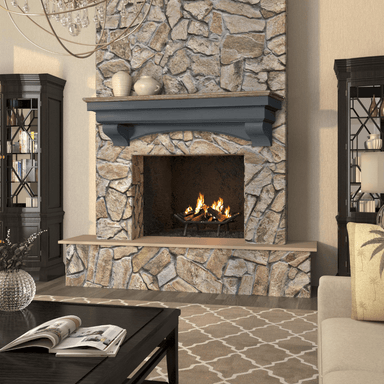 Pearl Mantels Hadley Wood Mantel Shelf With Rustic Chalk Wash Top in living room
