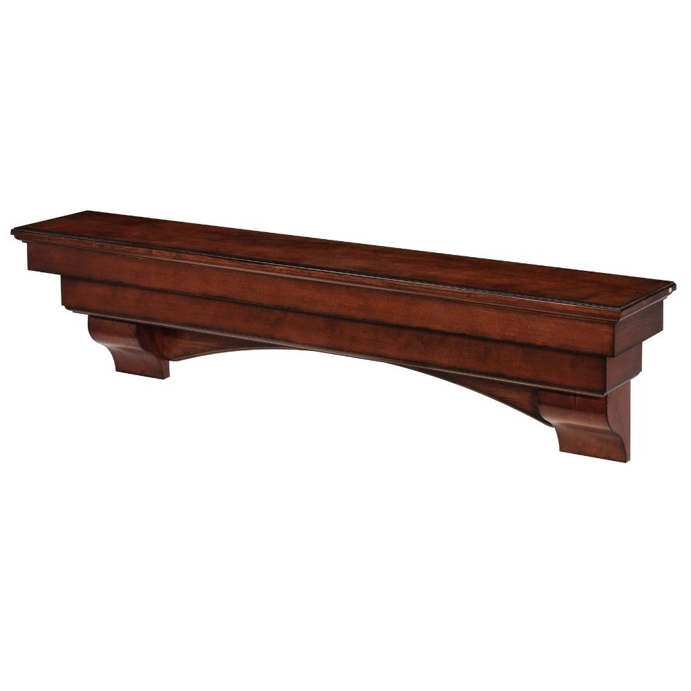 Pearl Mantels Auburn Wood Mantel Shelf in Distressed Cherry With Corbels and Arch