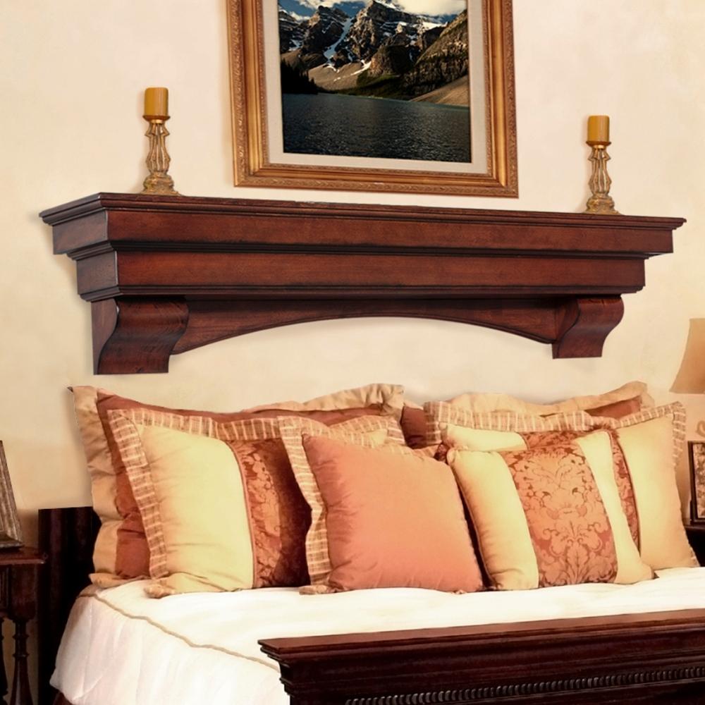 Pearl Mantels Auburn Wood Mantel Shelf in Distressed Cherry Finish With Corbels and Arch