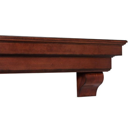 Pearl Mantels Auburn Wood Mantel Shelf in Distressed Cherry With Corbels and Arch