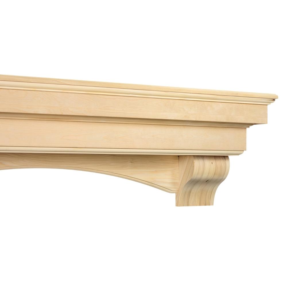 Pearl Mantels Auburn Wood Mantel Shelf Unfinished With Corbels and Arch