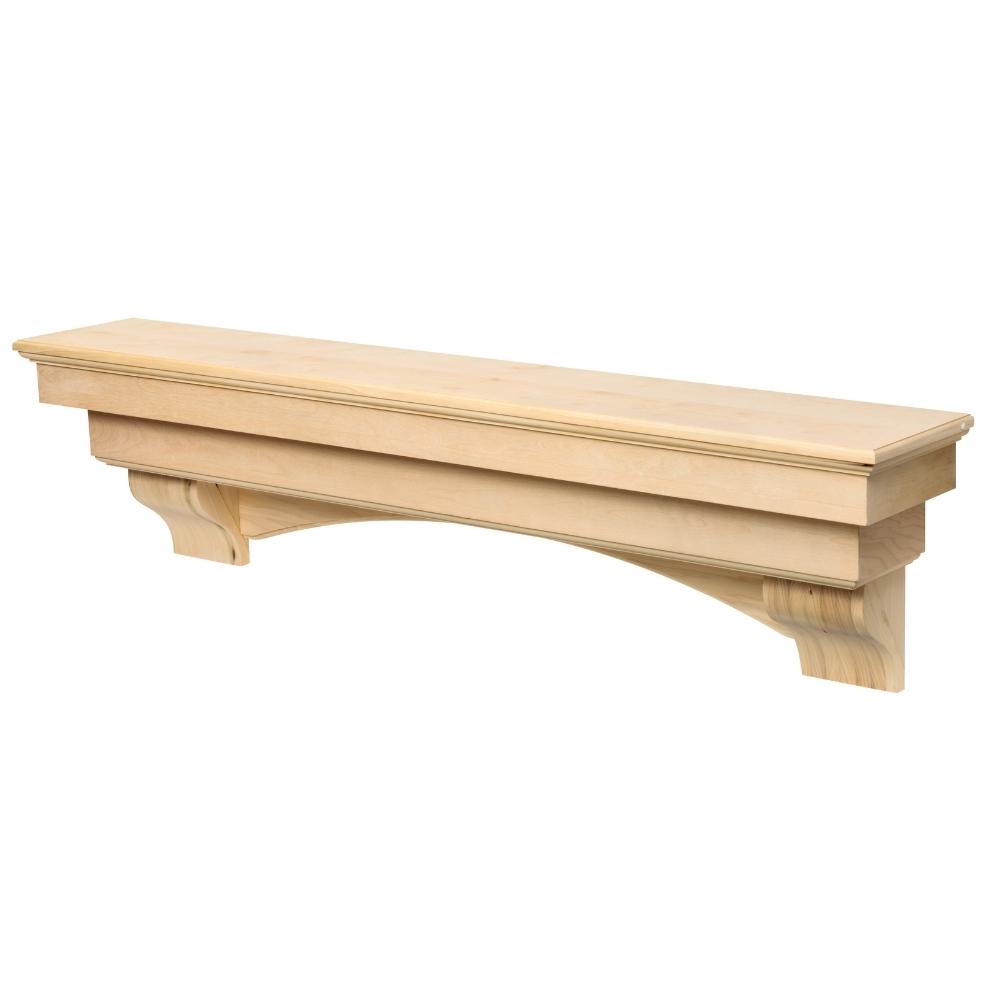 Pearl Mantels Auburn Wood Mantel Shelf Unfinished Angled View