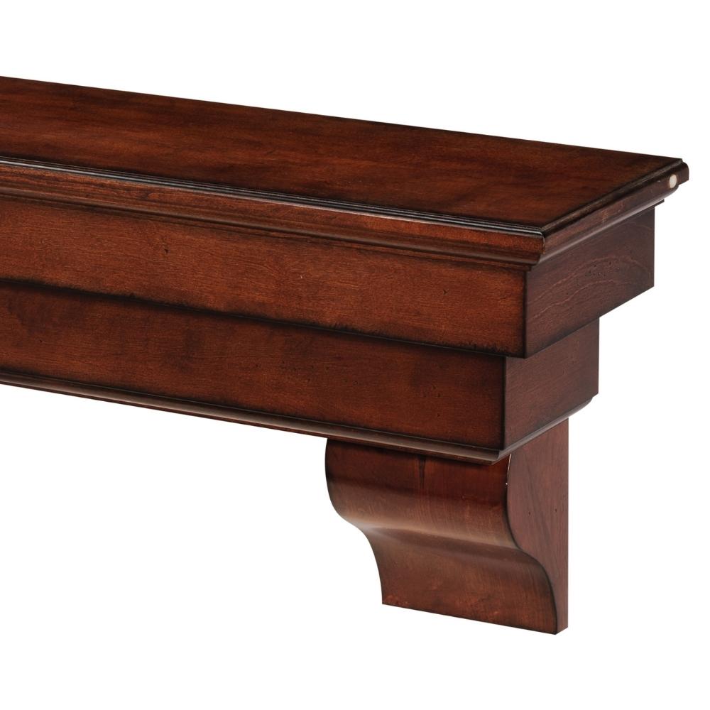Pearl Mantels Auburn Wood Mantel Shelf in Distressed Cherry With Corbels and Pearl Mantels Trademark