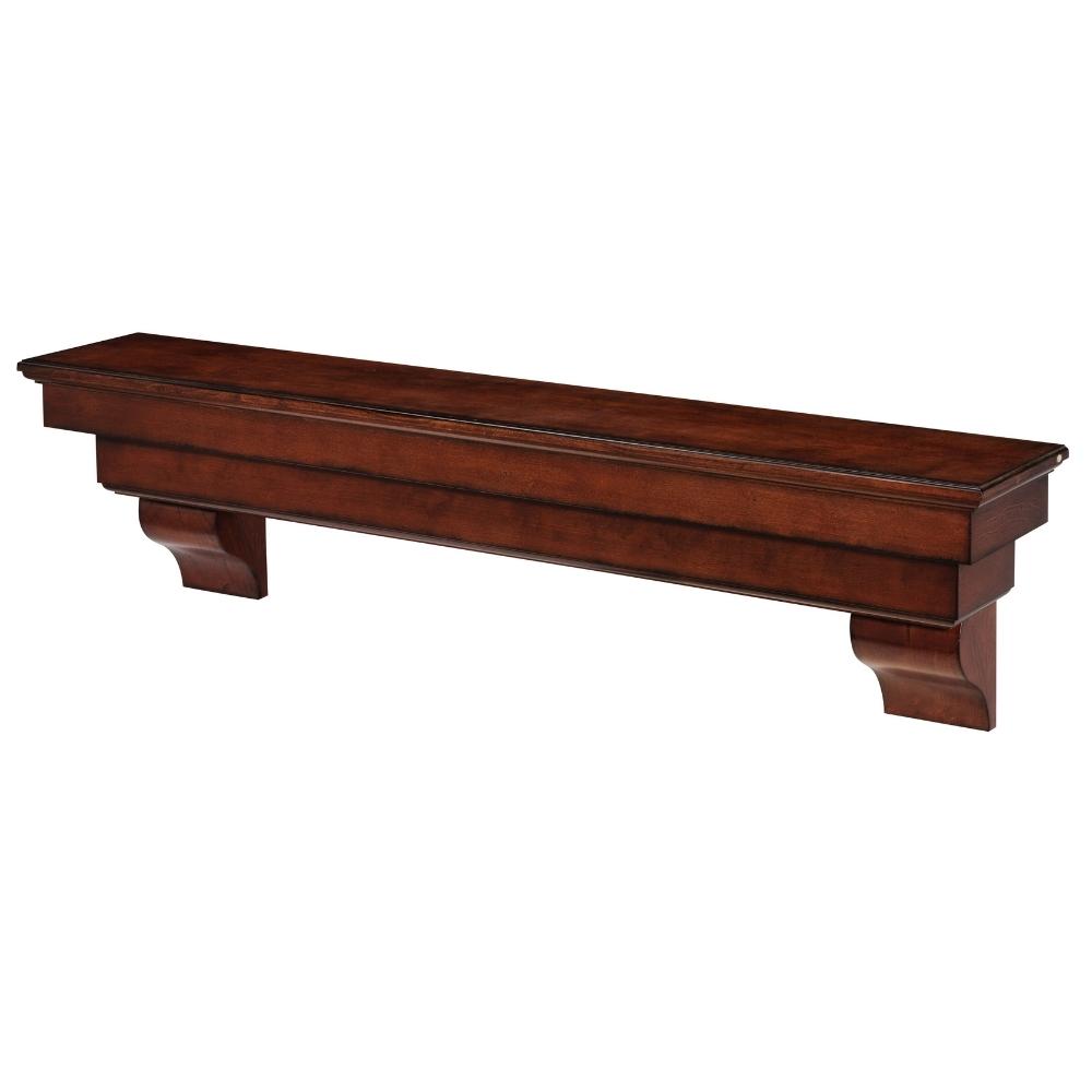 Pearl Mantels Auburn Wood Mantel Shelf in Distressed Cherry With Corbels