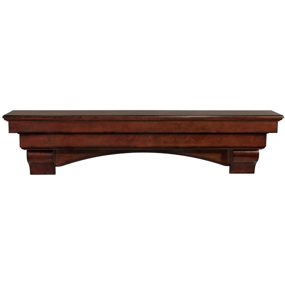 Pearl Mantels Auburn Wood Mantel Shelf in Distressed Cherry With Corbels and Arch