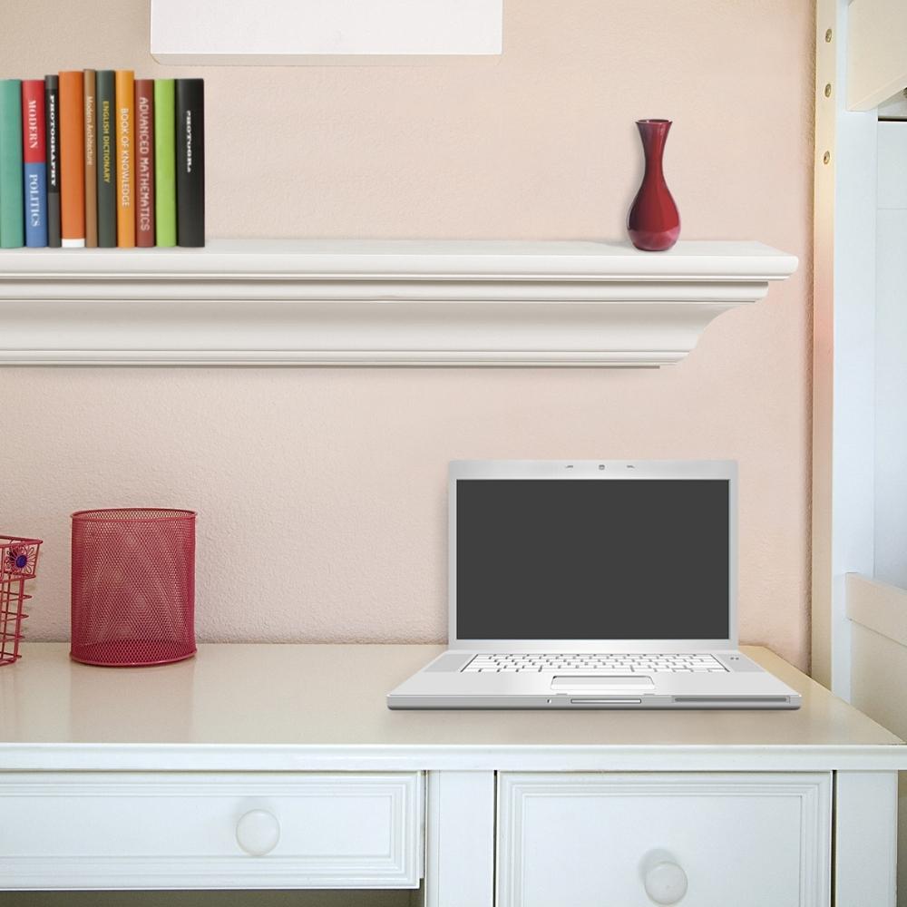 Pearl Mantels Crestwood MDF Mantel Shelf In White Used As A Decorative Shelf