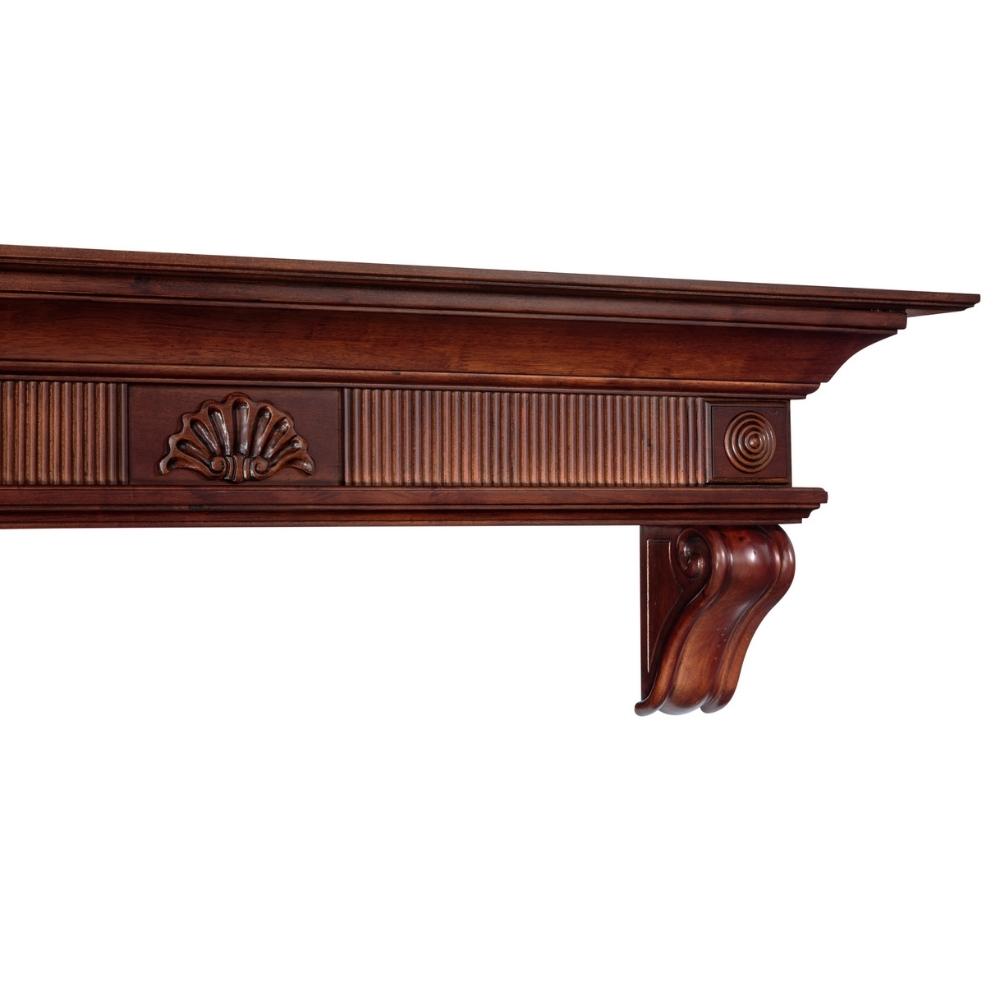Pearl Mantels Devonshire Wood Mantel Shelf Distressed Finish Close-Up Shot of Details