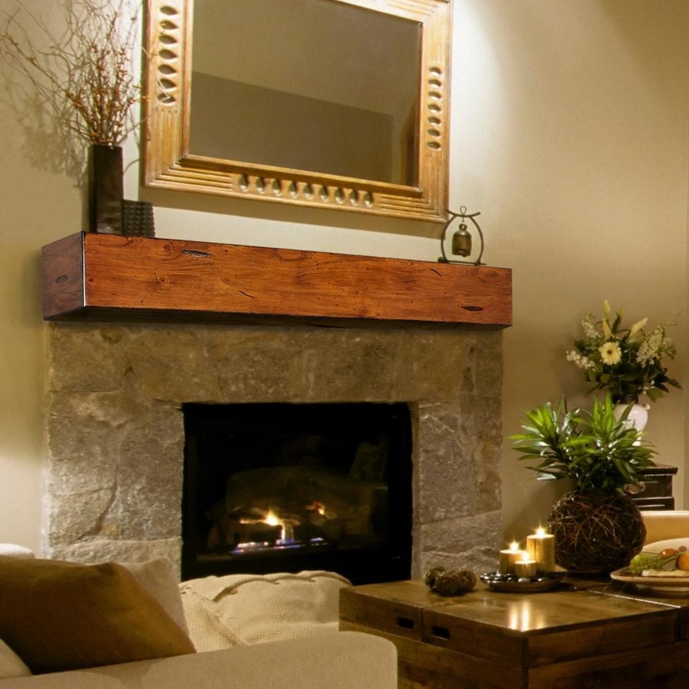 Pearl Mantels Lexington Wood Mantel Shelf In Rustic Medium Distressed Finish With Décor On Top