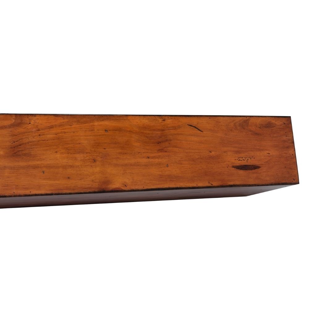 Close-up View of Pearl Mantels Lexington Wood Mantel Shelf In Rustic Distressed Finish