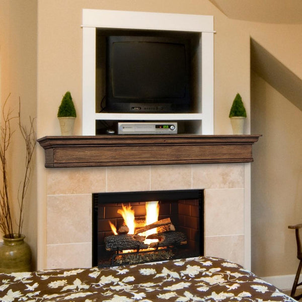Pearl Mantels Savannah Wood Mantel Shelf With An Electric Firebox