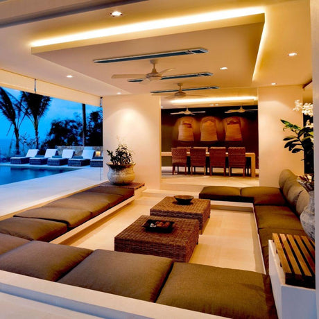 RADtec Design Series 43" 1500W 110V Infrared Electric Heater by a Resort Pool