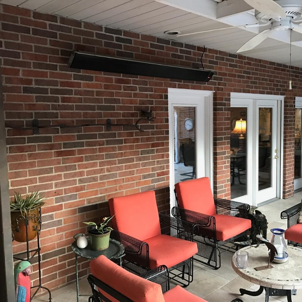 RADtec Design Series 62" 2400W 220V Infrared Electric Heater In a Covered Patio