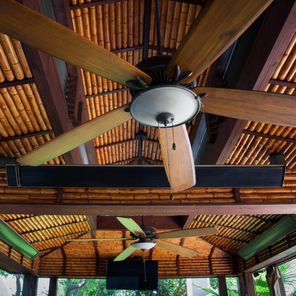 RADtec Design Series 82" 3200W 220V Infrared Electric Heater Installed on a Beam