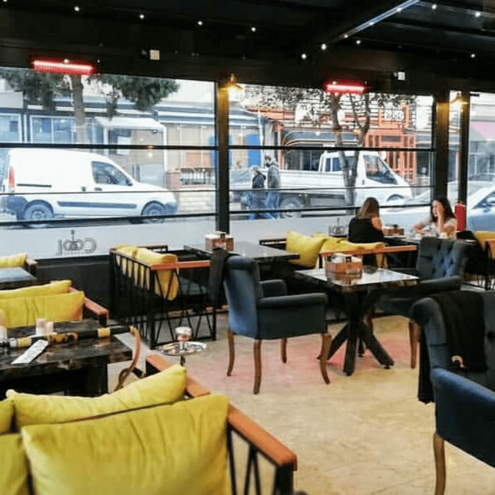 radtec torrid heaters ceiling mounted in cafe