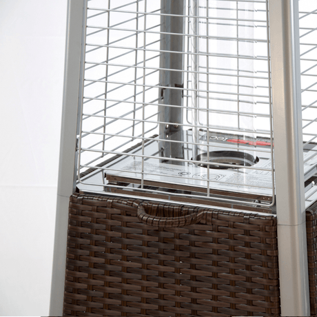 RadTec Tower Flame Dark Brown Wicker Patio Heater Glass Tube Burner