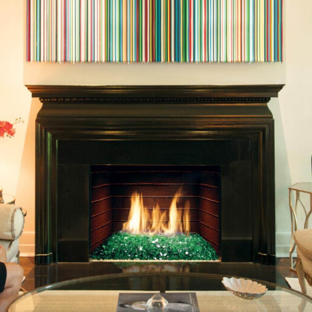 Fire Place with Real Fyre Contemporary Fire Glass Set