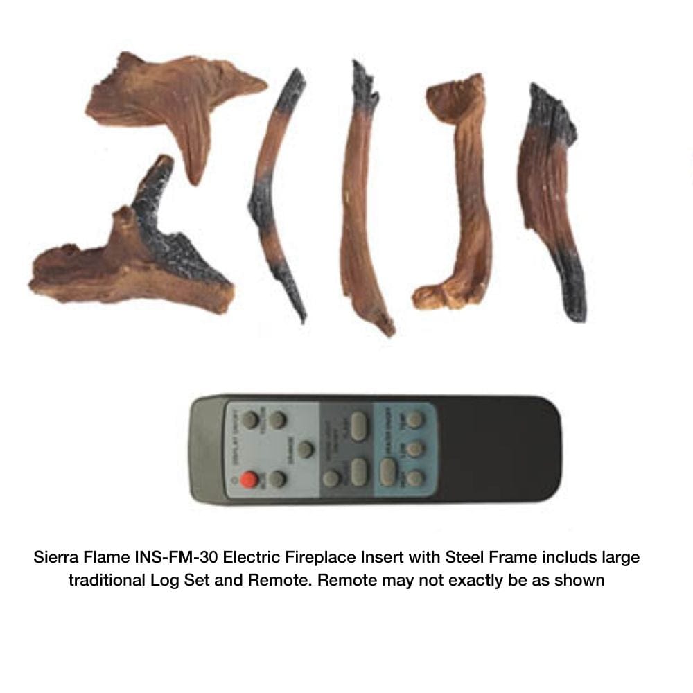 Sierra Flame 30" Electric Fireplace Insert with Steel Frame (INS-FM-30) included accessories