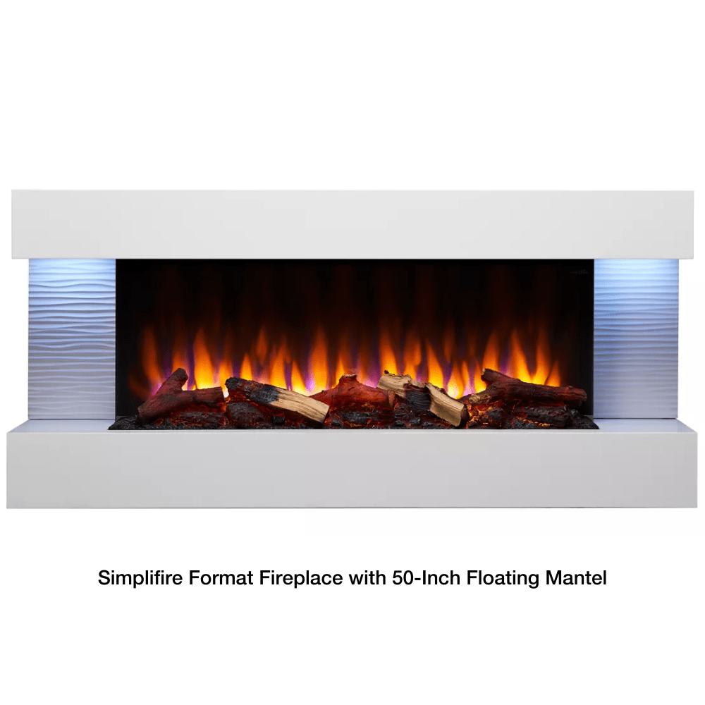 Simplifire Format Wall-Mounted Electric Fireplace With 50-Inch Mantel
