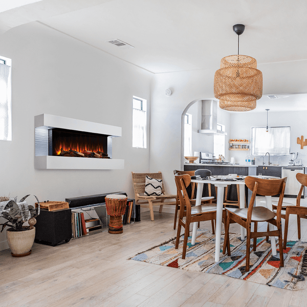 Simplifire Format Electric Fireplace with 50-Inch mantel in Dining Room